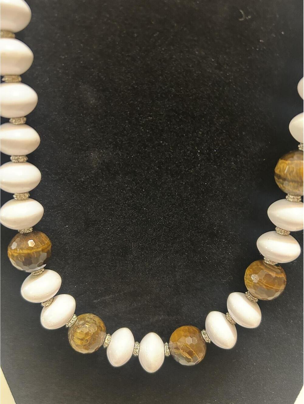 Boho Neutral Tiger Eye Style Jewelry Fashion Statement Necklace
